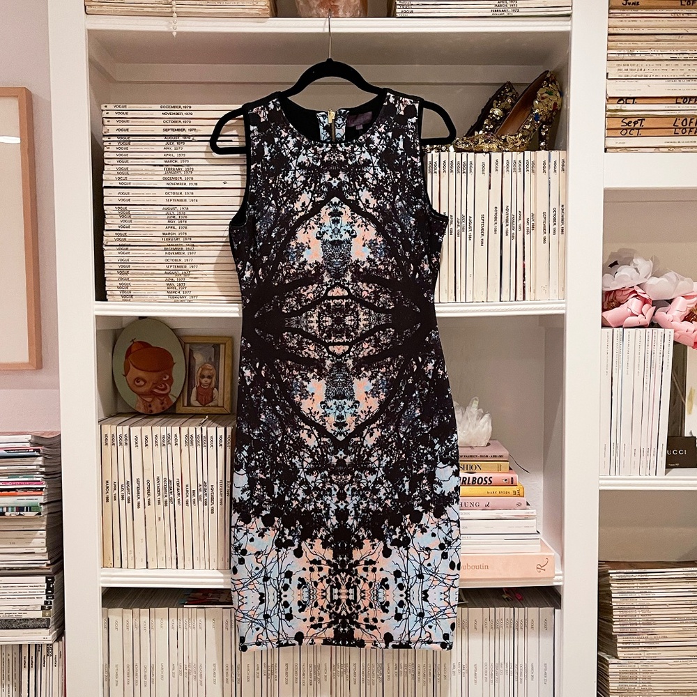 HALE BOB neoprene kaleidoscope print sheath dress work business casual event M